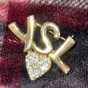 Preloved YSL brooch gold with rhinestones excellent condition comes with box